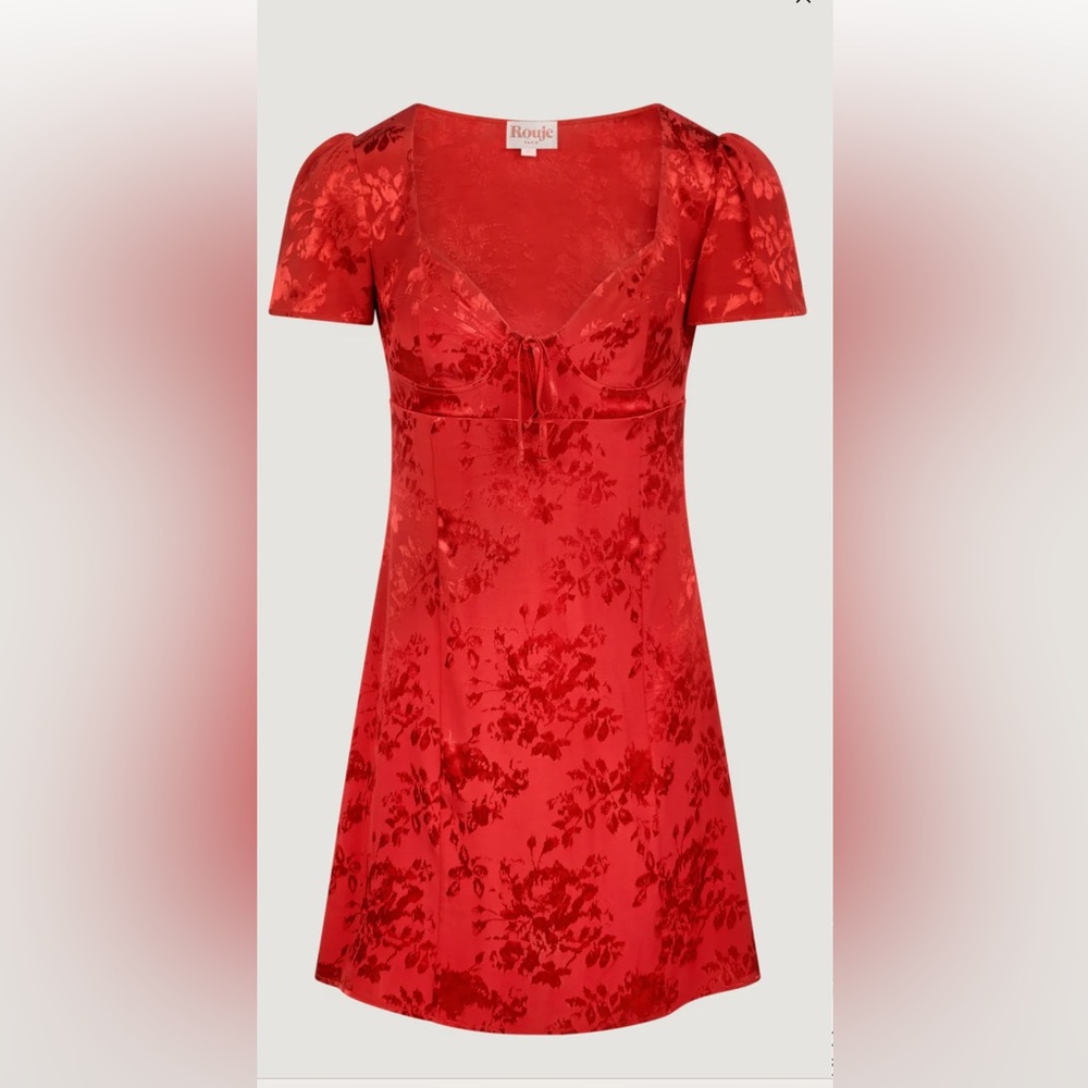 Rouje x Moulin Rouge collab JANINE dress in red jacquard SIZE 38 New With Tags